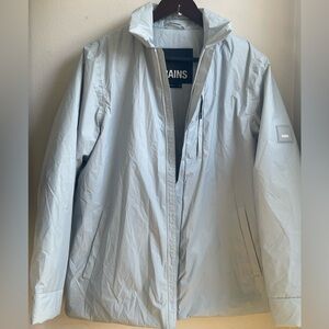 RAINS Fuse Overshirt Jacket Sky Blue Small Unisex Waterproof